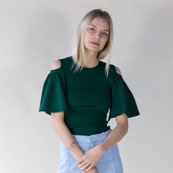 ganni Tops - Emerald Green Ganni Cold Shoulder Top
